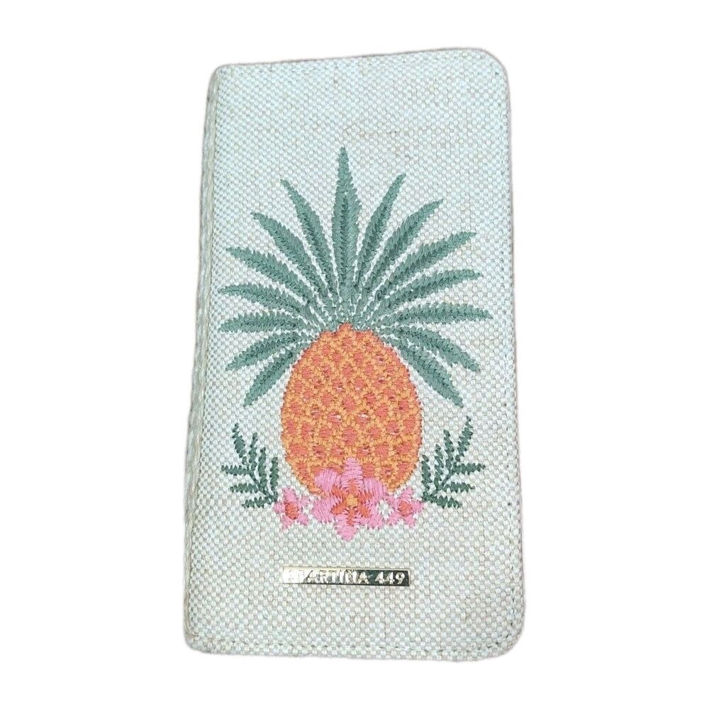 Spartina Pineapple Embroidered Wallet Bifold Tropical